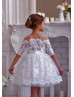 White Lace Tulle Buttons Back Flower Girl Dress Tutu Dress White Lace Tulle Buttons Back Flower Girl Dress Tutu Dress